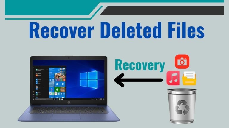 A person using a laptop for hard drive data recovery, restoring lost files with file recovery software.