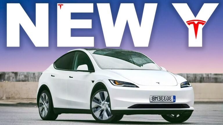 2024 Tesla Model Y, Tesla Model 2, Tesla Model Y Juniper, and 2024 Tesla Model 3 for sale alongside a White Tesla Model Y Performance 2022.